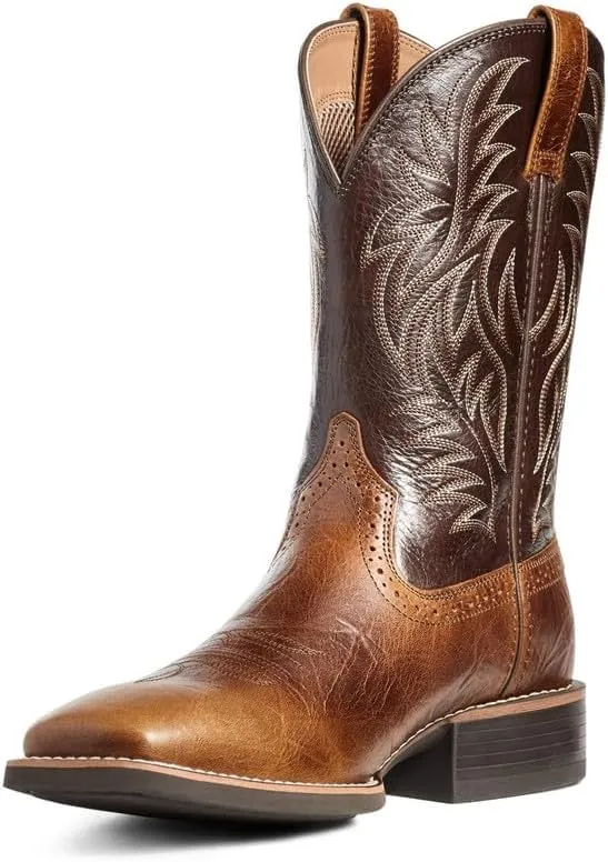 Cowboy Boots Men Boots Casual Work Boots Traditional Embroidered Low Heel Stitching Country Boot Western Boot