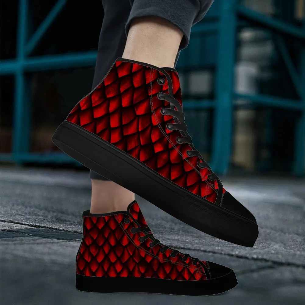 Dragon Scales High Top Canvas Shoes for Men Women Dragon High Top Sneakers Lace Up Casual Shoes Gifts for Boyfriend Girlfriend