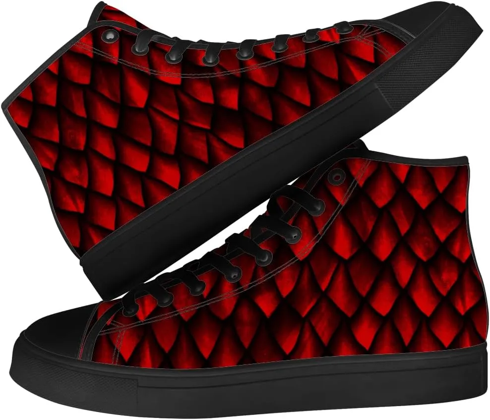 Dragon Scales High Top Canvas Shoes for Men Women Dragon High Top Sneakers Lace Up Casual Shoes Gifts for Boyfriend Girlfriend