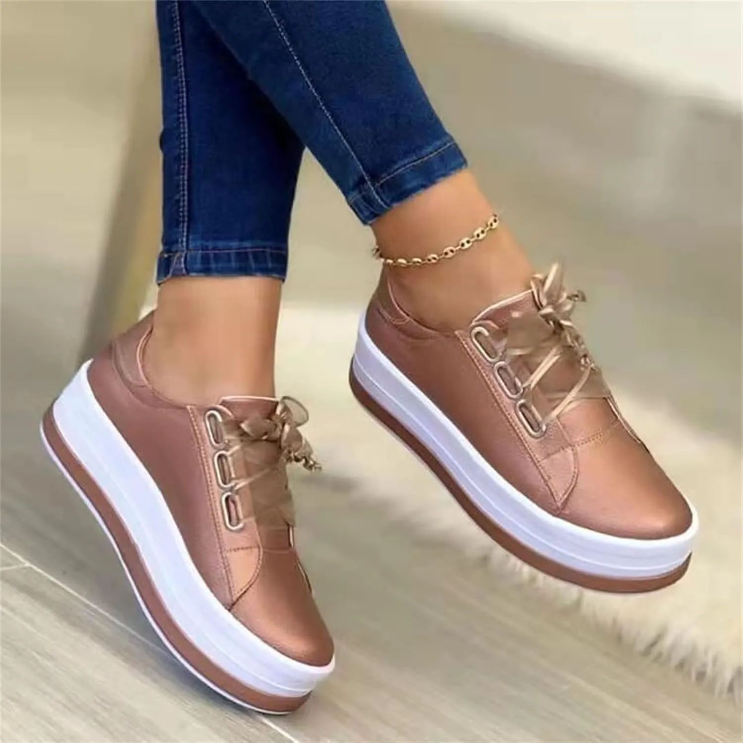 Lausiuoe Shoes For Women Dressy Flats Loafers Low Top Leather Sneaker Classic Casual Fashion Slip On Comfort Walking Shoes