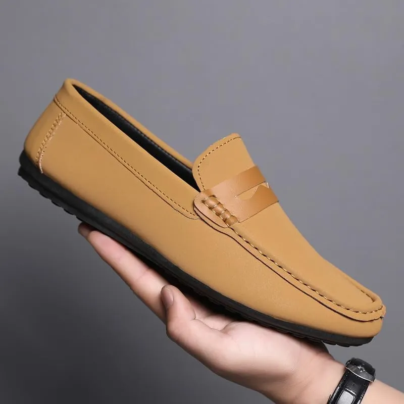 Men's Loafers Round Toe Vegan Leather Penny Loafer Shoe Anti-Slip Comfortable Slip Resistant Walking Slip-ons