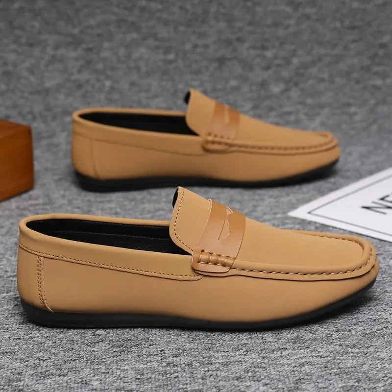 Men's Loafers Round Toe Vegan Leather Penny Loafer Shoe Anti-Slip Comfortable Slip Resistant Walking Slip-ons