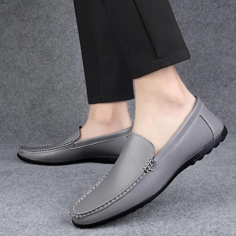Mens Loafers Shoe Round Toe Faux Leather Penny Loafers Lightweight Flat Heel Flexible Classic Casual Slip-ons