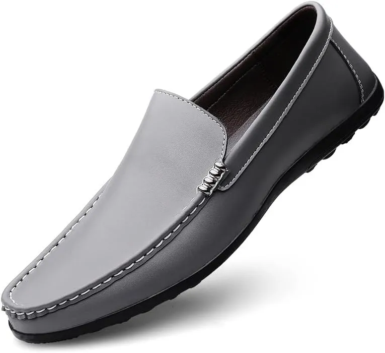 Mens Loafers Shoe Round Toe Faux Leather Penny Loafers Lightweight Flat Heel Flexible Classic Casual Slip-ons