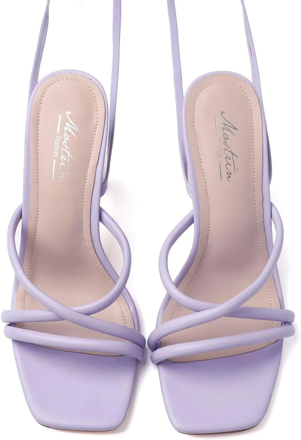 Mostrin Womens Sandals Strappy Heels for Women Lace Up Square Open Toe Heels Tie Up High Heeled Sandals for Prom, Party, Daily Wear