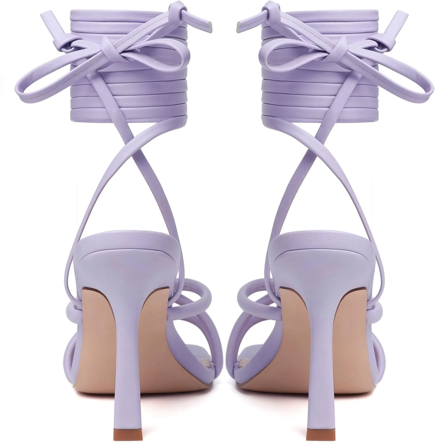 Mostrin Womens Sandals Strappy Heels for Women Lace Up Square Open Toe Heels Tie Up High Heeled Sandals for Prom, Party, Daily Wear