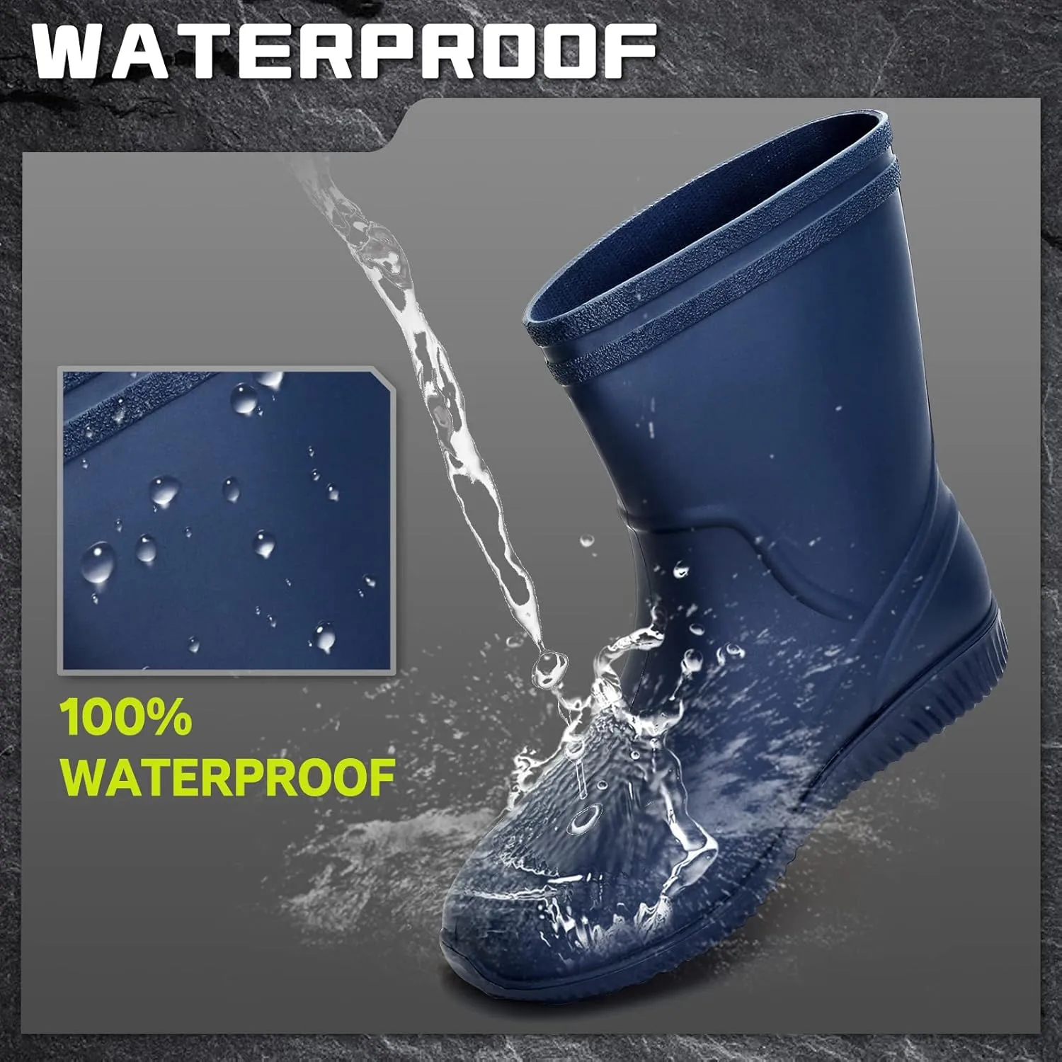 Rain Boots for WomenWaterproof Garden Rubber Boots, Non-slip Width Mid-Calf Comfort Short Boots, Ankle Rainboots Boots, Lightweight Platform Mud Boots Water Shoes for Outdoor Working Fishing