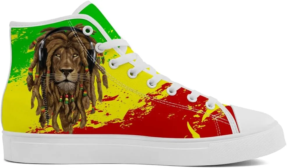 Rasta High Top Canvas Shoes for Men Women Jamaica High Top Sneakers Lace Up Casual Shoes Gifts for Dad Mom