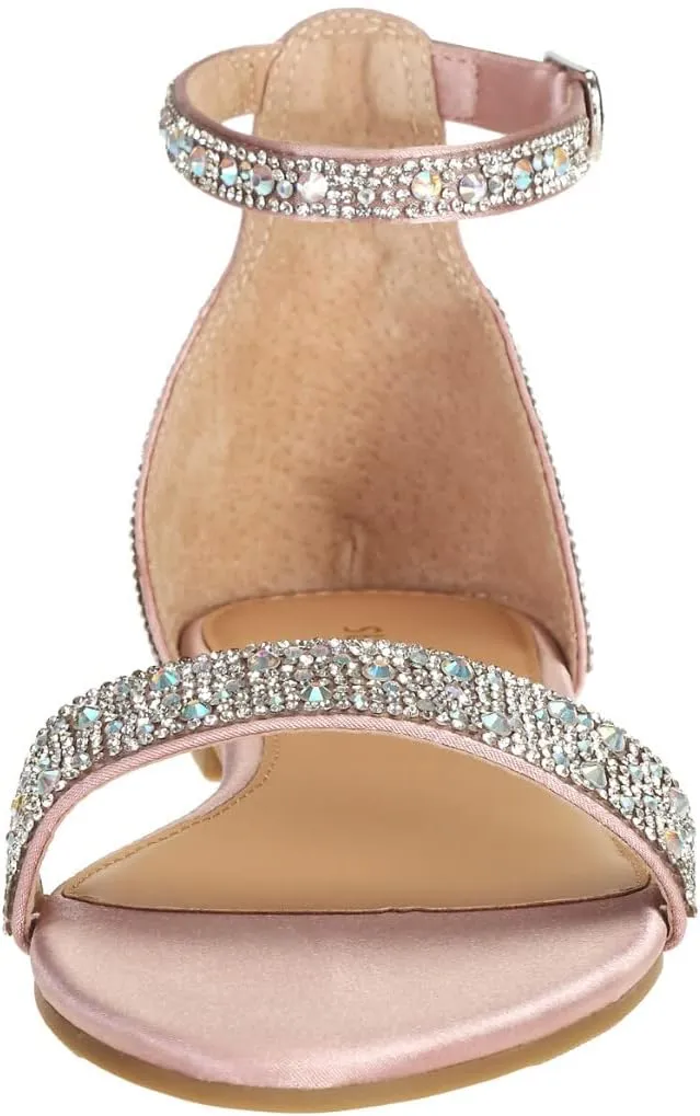 SheSole Women's Sparkly Rhinestone Strappy Flat Sandals Bridal Wedding Dress Shoes Champagne