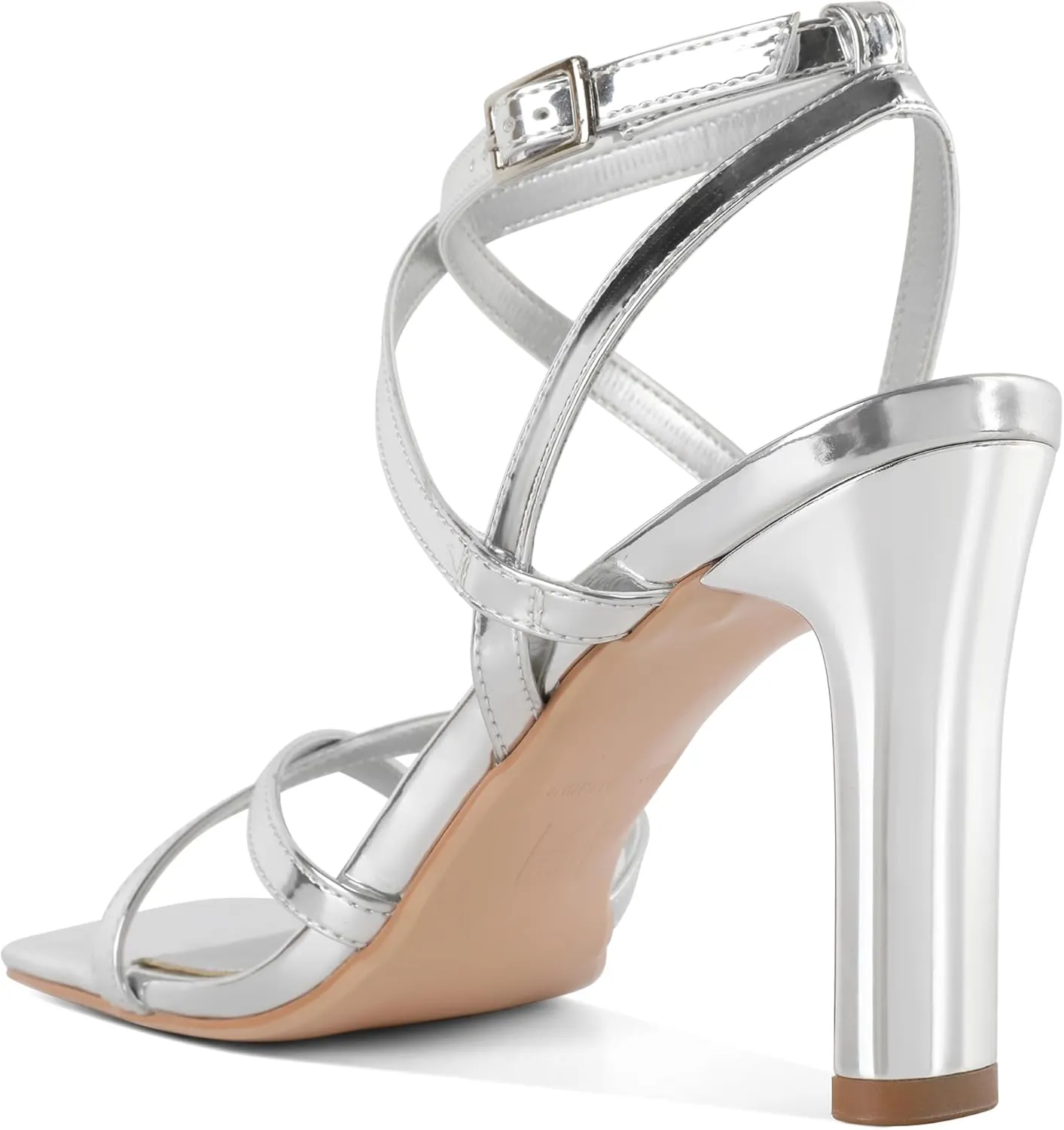 Strappy Heels for Women Square Open Toe Chunky High Heels Ankle Strap Sandals 3.5 Inch Comfort Dress Party Wedding Shoes