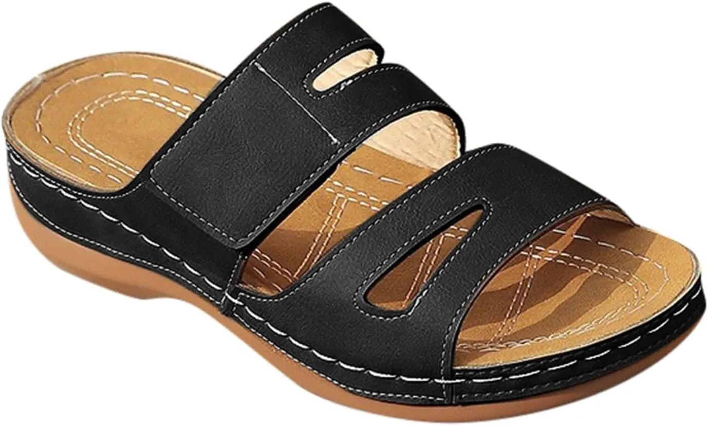 Women's Comfortable Low Heel Sandals Casual Slip On Open Toe Flip Flops 2025 Trendy Summer Walking Sandals