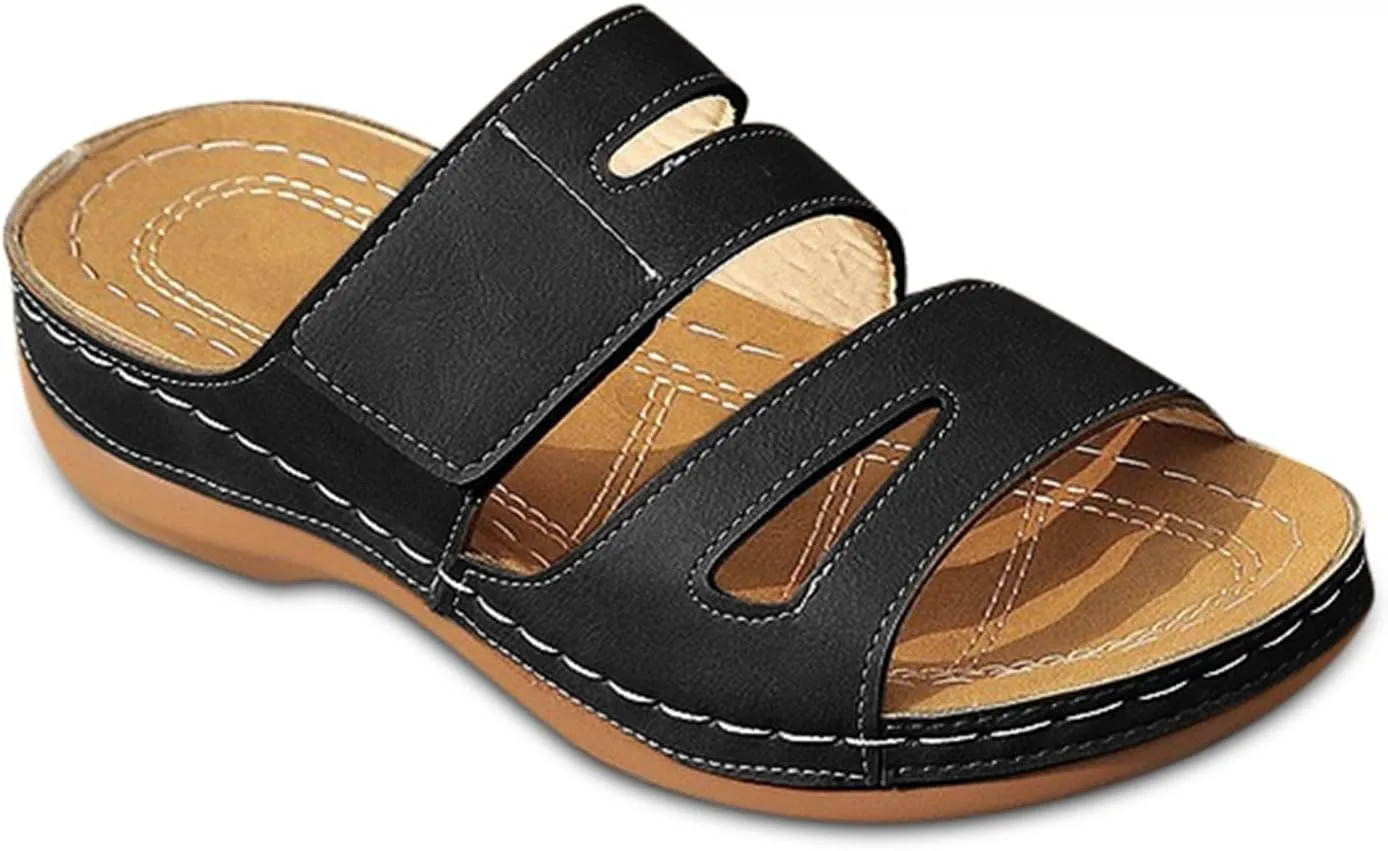 Women's Comfortable Low Heel Sandals Casual Slip On Open Toe Flip Flops 2025 Trendy Summer Walking Sandals